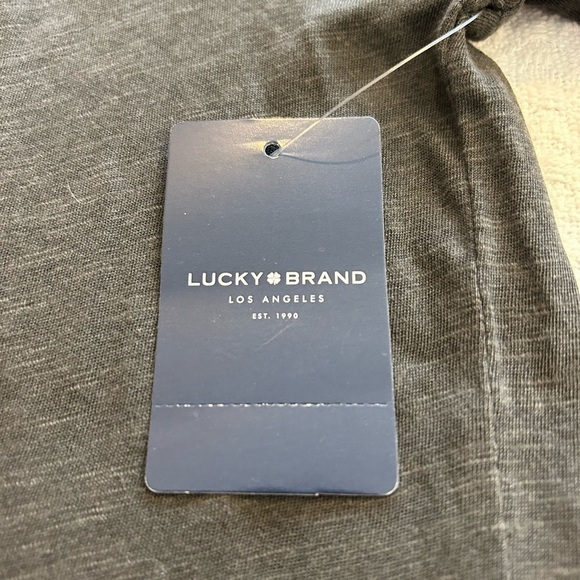 Lucky brand Embroidered V-Neck / NWT charcoal grey blouse top SP - Picture 6 of 13